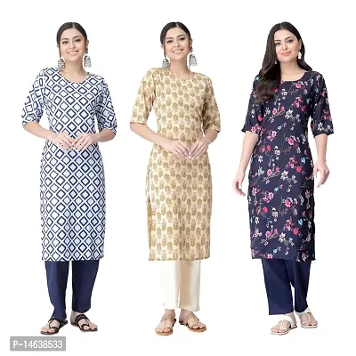 New Crepe Combo Printed Kurtis For Women Pack Of 3