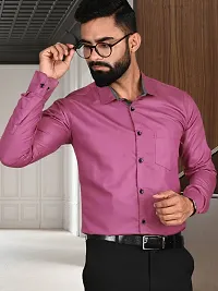 Reliable Purple Cotton Solid Long Sleeve Formal Shirts For Men-thumb3