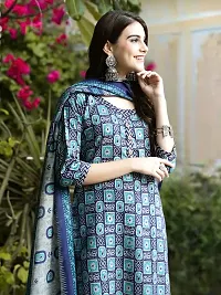 Stylish Cotton Blend Printed Kurta With Pant And Dupatta Set For Women-thumb3