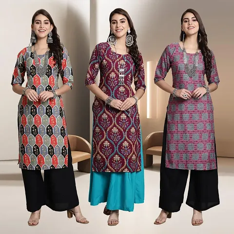 Fancy Rayon Kurtis For Women Pack Of 3