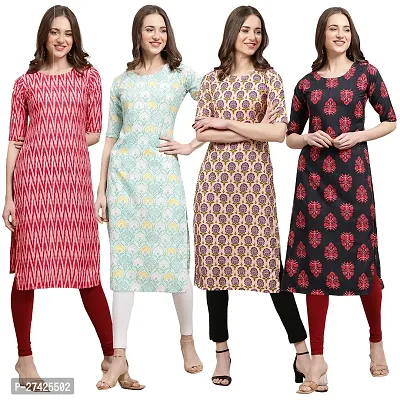 Stylish Multicoloured Crepe Stitched Kurta For Women Pack of 4