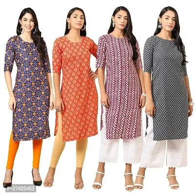 Stylish Multicoloured Crepe Stitched Kurta For Women Pack of 4-thumb0