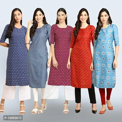 Women Stylish Crepe Printed Staright Kurta-thumb0