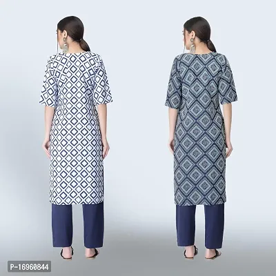 Women Stylish Crepe Ethnic Motif Casual Straight Kurta-thumb2