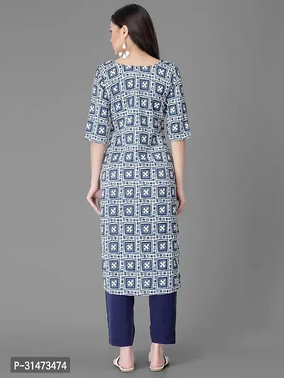 Stylish Blue Crepe Printed Kurta Bottom Set For Women-thumb3