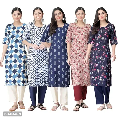 New Crepe Printed Kurtis Combo For Women Pack Of 5-thumb0