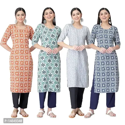 New Crepe Combo Printed Kurtis For Women Pack Of 4-thumb0