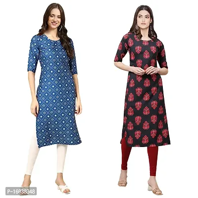 Stylish Digital Printed Women Crepe Kurta- Pack of 2-thumb0