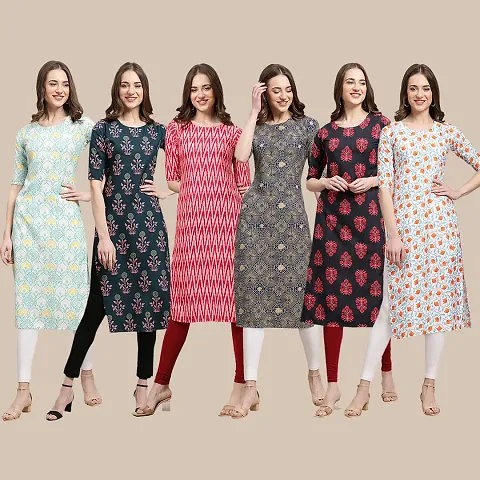 Stylish Crepe Printed Kurti - Pack of 6