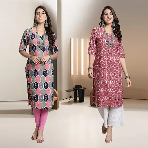 Fancy Straight Rayon Kurti - Pack Of 2