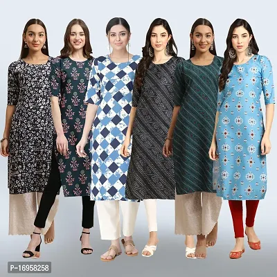 Women Stylish Crepe Printed Straight Kurta Combo