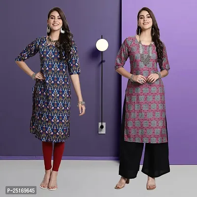 Fancy Crepe Kurtas For Women Pack Of 2-thumb0