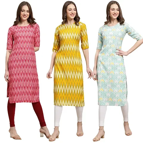 Stylish Crepe Printed Kurti - Pack of 3