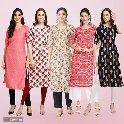 Women Stylish Crepe Printed Straight Kurta