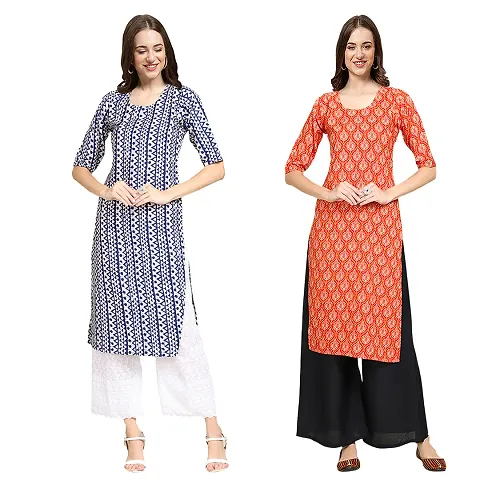 Stylish Digital Woman Crepe Kurtis Pack of 2