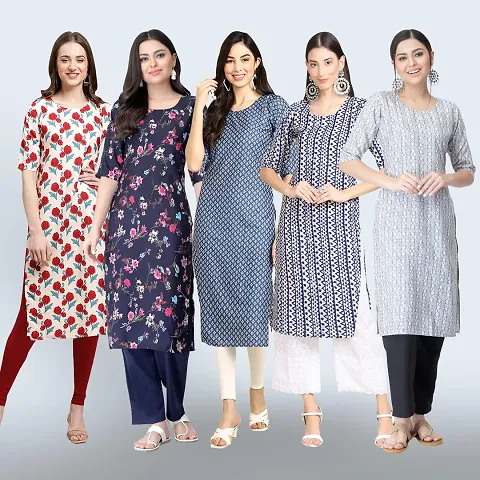 Women Stylish Crepe Straight Kurta Combo