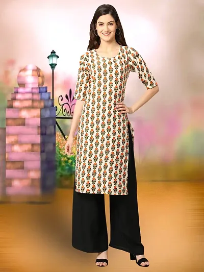 Stylish Straight Crepe Stitched Kurta