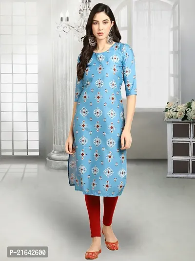 Stylish Blue Crepe Stitched Kurta For Women-thumb0