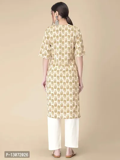 Straight Orange Printed Crepe Kurta-thumb4