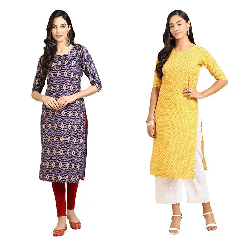 Stylish Straight Crepe Kurta For Women Combo Pack Of 2