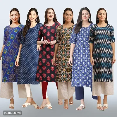 Women Stylish Crepe Printed Straight Kurta Combo