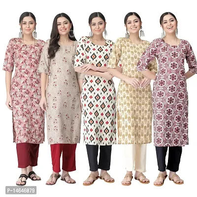 New Crepe Printed Kurtis Combo For Women Pack Of 5