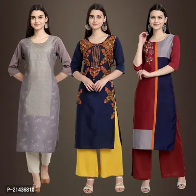 Fancy Crepe Kurtis for Women Pack Of 3-thumb0