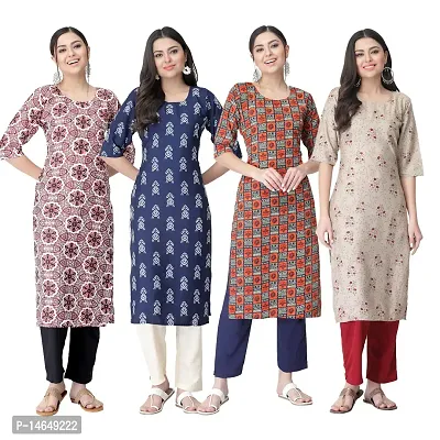 New Crepe Combo Printed Kurtis For Women Pack Of 4