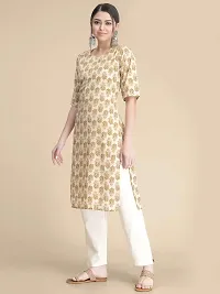 Straight Orange Printed Crepe Kurta-thumb1