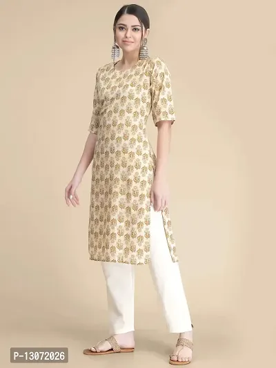 Straight Orange Printed Crepe Kurta-thumb2