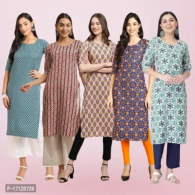 Women Stylish Crepe Printed Straight Kurta