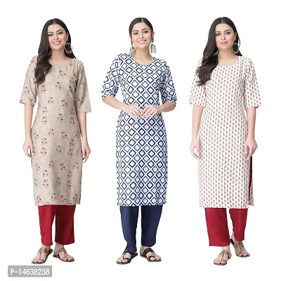 New Crepe Combo Printed Kurtis For Women Pack Of 3