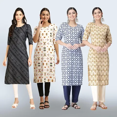 Fancy Combo of 4 Crepe Kurti