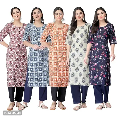 New Crepe Printed Kurtis Combo For Women Pack Of 5