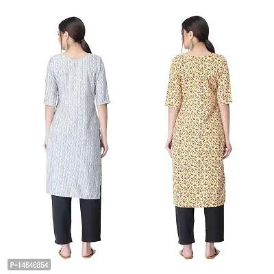 Attarctive Crepe Printed Straight Kurti Combo For Women Pack Of 2-thumb2