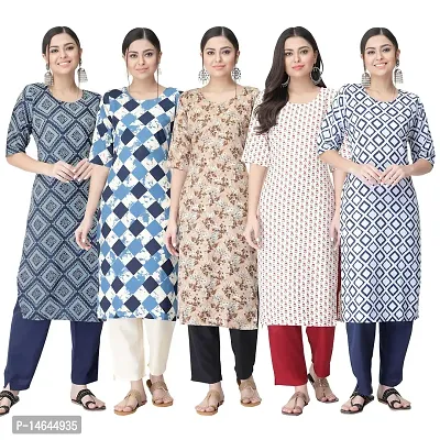 New Crepe Printed Kurtis Combo For Women Pack Of 5