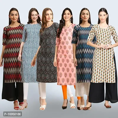 Women Stylish Crepe Printed Straight Kurta Combo