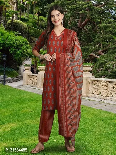 Fancy Cotton Blend Kurta Bottom And Dupatta Set For Women-thumb2