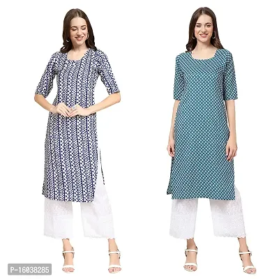 Stylish Digital Printed Women Crepe Kurta- Pack of 2-thumb0