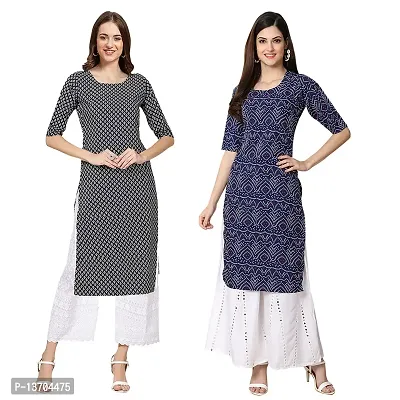 Stylish Crepe Digital Printed Kurta For Women- Pack Of 2-thumb0