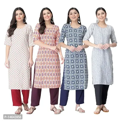 New Crepe Combo Printed Kurtis For Women Pack Of 4