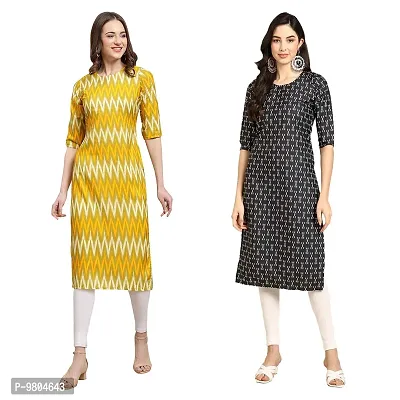 Stylish Digital Printed Woman Crepe Multicolored Kurtis Pack of 2-thumb0