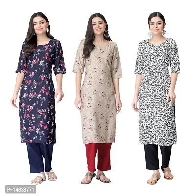 New Crepe Combo Printed Kurtis For Women Pack Of 3