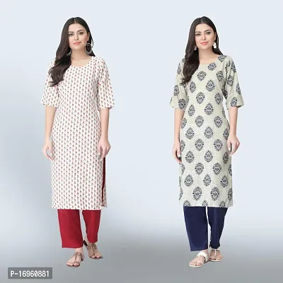 Women Stylish Crepe Ethnic Motif Casual Straight Kurta