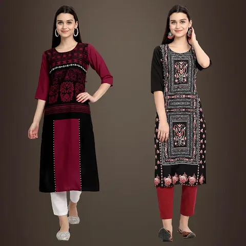 Best Trendy Crepe Printed Kurti - Combo Of 2