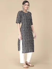 Straight Black Printed Crepe Kurta-thumb2