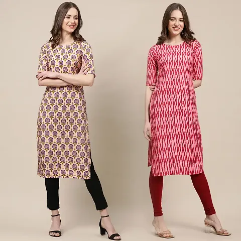 Stylish Crepe Printed Kurti - Pack of 2