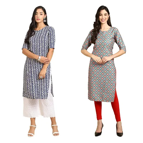 Straight Crepe Kurta Pack Of 2