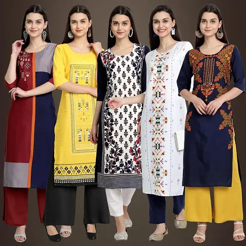 Fancy Crepe Kurtis For Women Pack Of 5