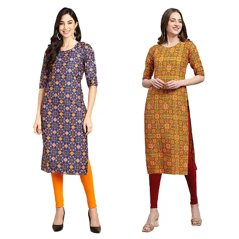 Straight Crepe Kurta Pack Of 2